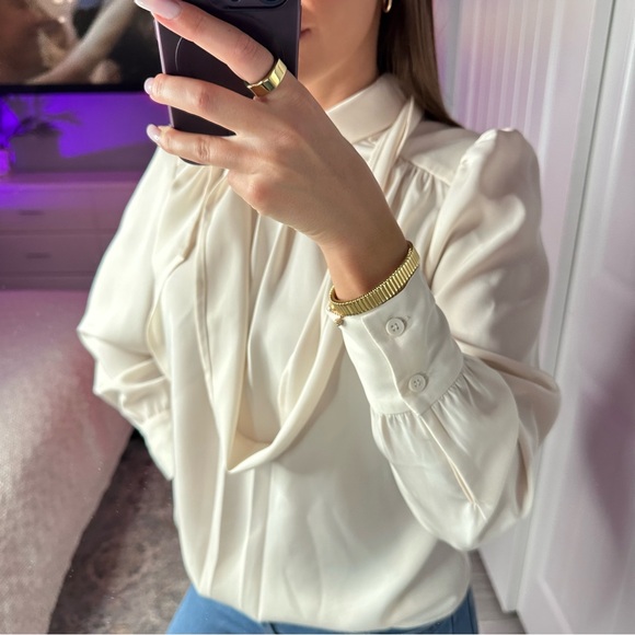 Two for one black and beige long sleeve blouses Size S - Picture 2 of 16